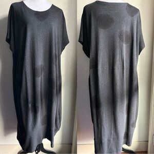 Moyuru Japan Black Cotton Charcoal Spot Pattern Balloon Dress Lagenlook M